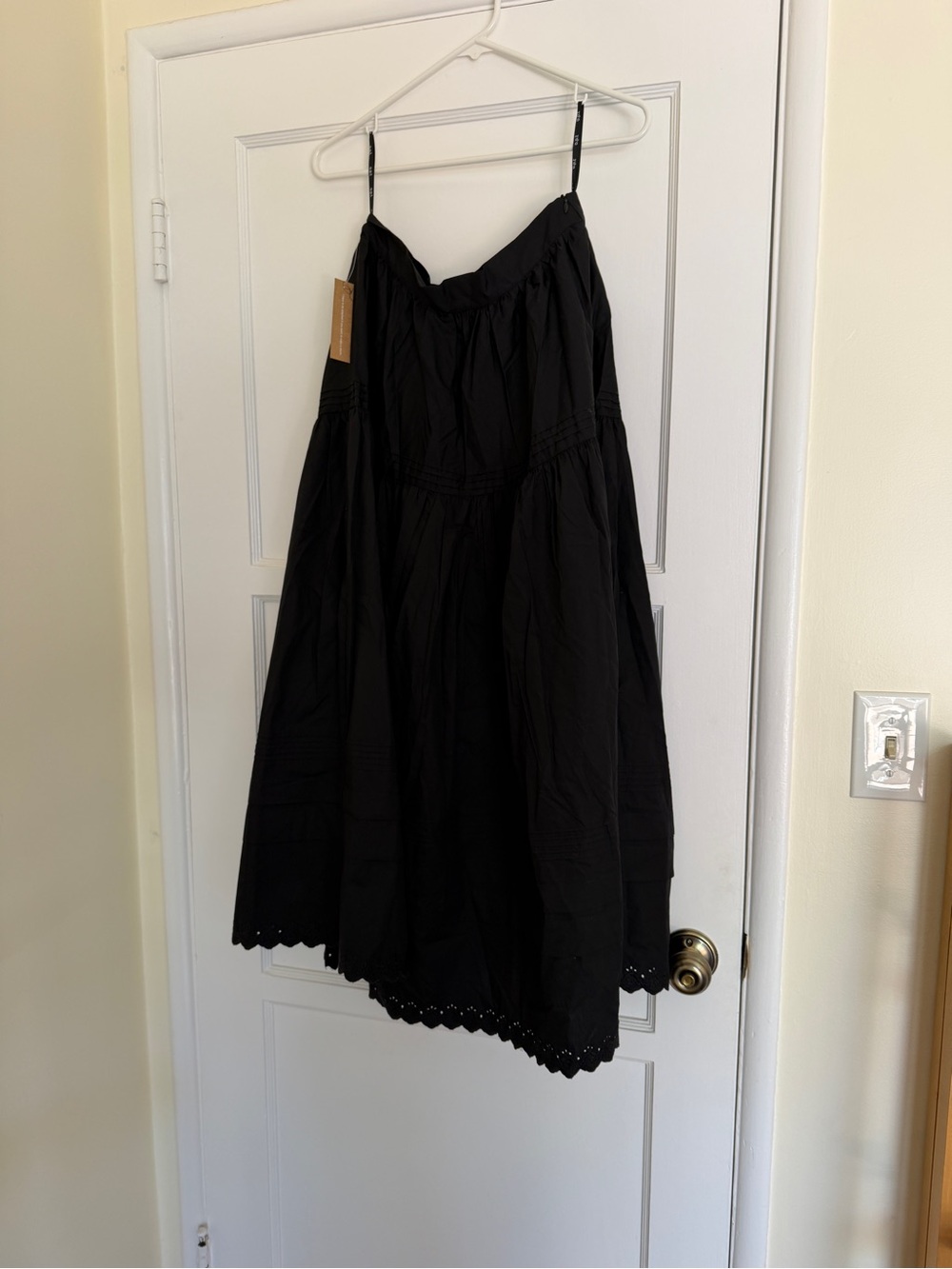NWT Women's Black Tiered Maxi Skirt with Eyelet Hem - Picture 5 of 7